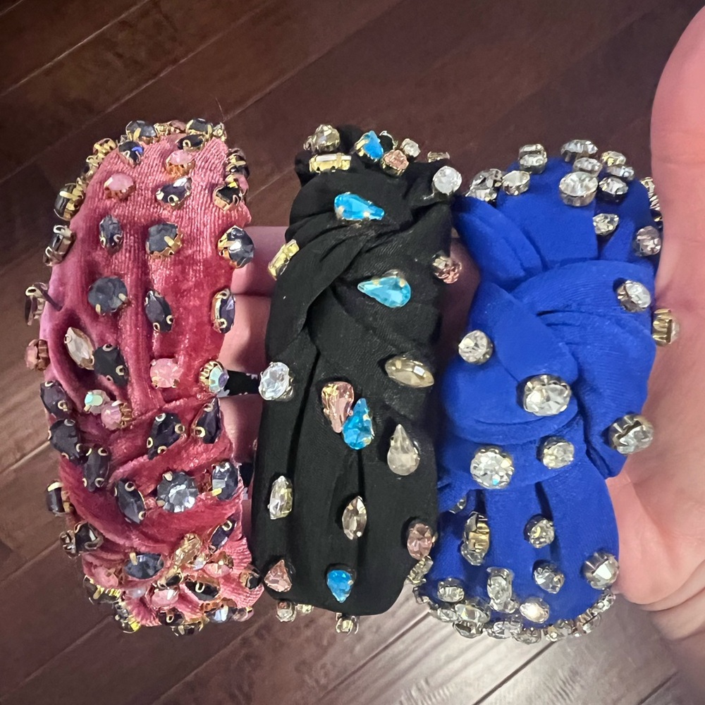 Embellished Headbands Set - Red, Blue, Black - Picture 2 of 8